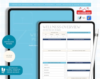 Digital Wellness Planner Printable PDF | Self-Care,Mood | Mental Health Tracker| Habit Tracker