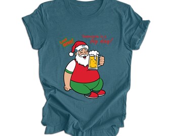 Funny Santa Beer Christmas T-Shirt: Holiday Party Gift