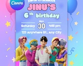 Saja Boys K-Pop Demon Hunters Birthday Invitation 5x7 inch | Editable Digital Canva Template | Kids Party Invite Printable