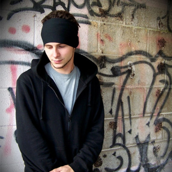 Man Headband Black Head Scarf Black Knit Hair Band Plain Etsy