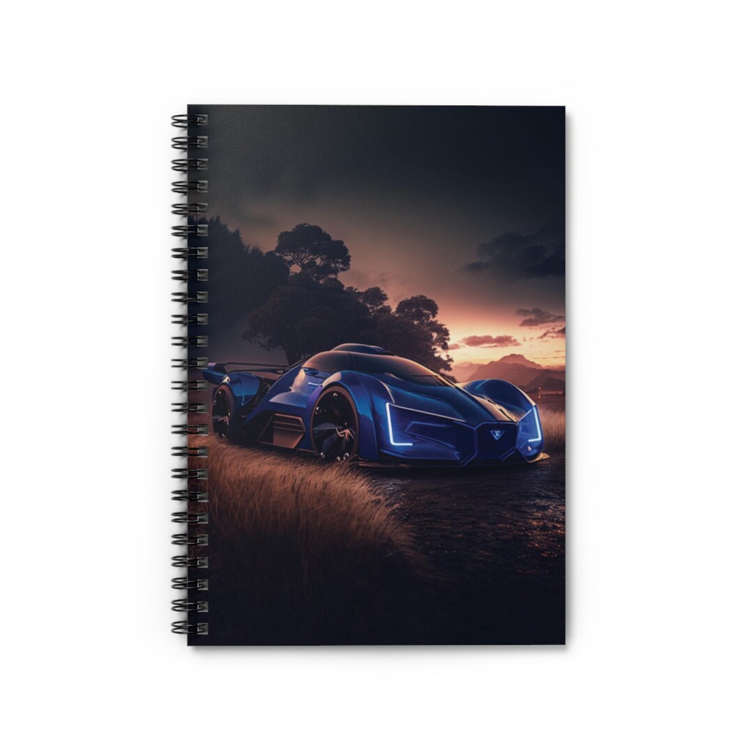 Car Rear Notebook Cover Blue Sports Car Spiral Notebook – Sunset Racing Journal - Etsy