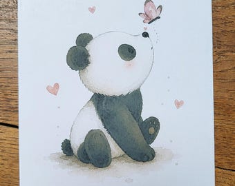 Panda Postcard Set • Kawaii Panda Watercolor • Cute Animal Illustrations • Baby Panda Cards • Cute Wall Decor • Gift Idea • Greeting Card