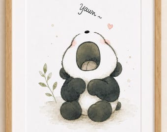 Panda Poster A4 for Children's Room • Cute Panda Watercolors • Kawaii Wall Decor • Baby Room Pictures • Panda Gift • Gift Idea for Newborns
