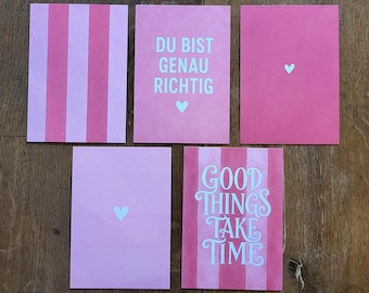 Pink Aesthetic Postcard Set • Motivational Cards in Pink • Positive Sayings in a Minimalist Style • Girly Wall Decor • Self-Love Cards • Girlfriend