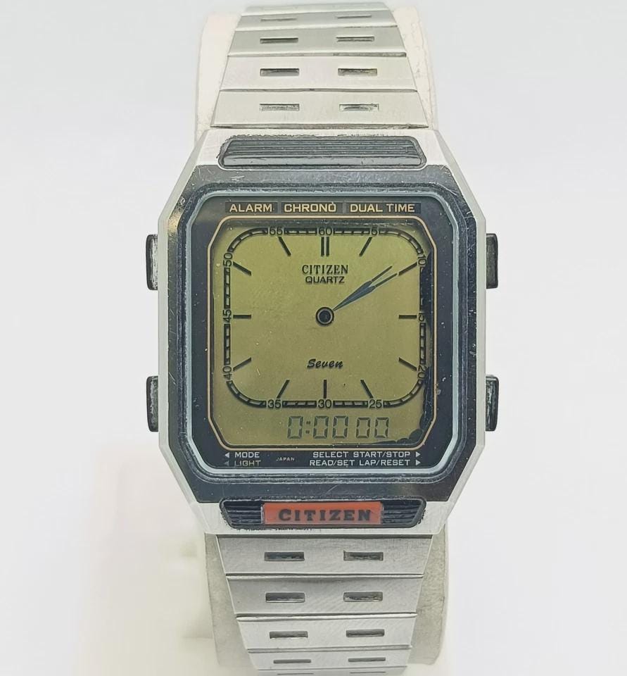 レトロ、ドカベン置き時計 CITIZEN Citizen ST-1037 Chrono 9560-083288 Ana Digi Vintage Men's Watch - Etsy
