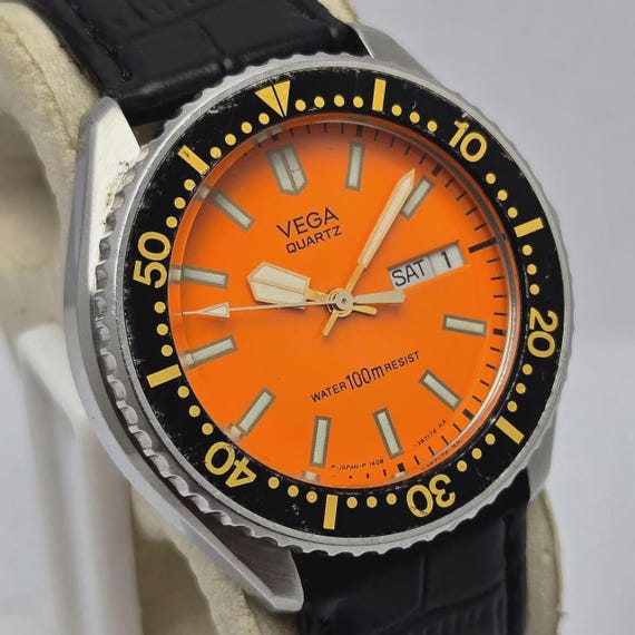 ジャウフレ Citizen Vega Adec 1408-394551 Quartz Day/date Orange Dial Vintage