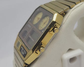 Citizen Ana-digi Temp 8988-001971 Quartz Alarm Chronograph Vintage
