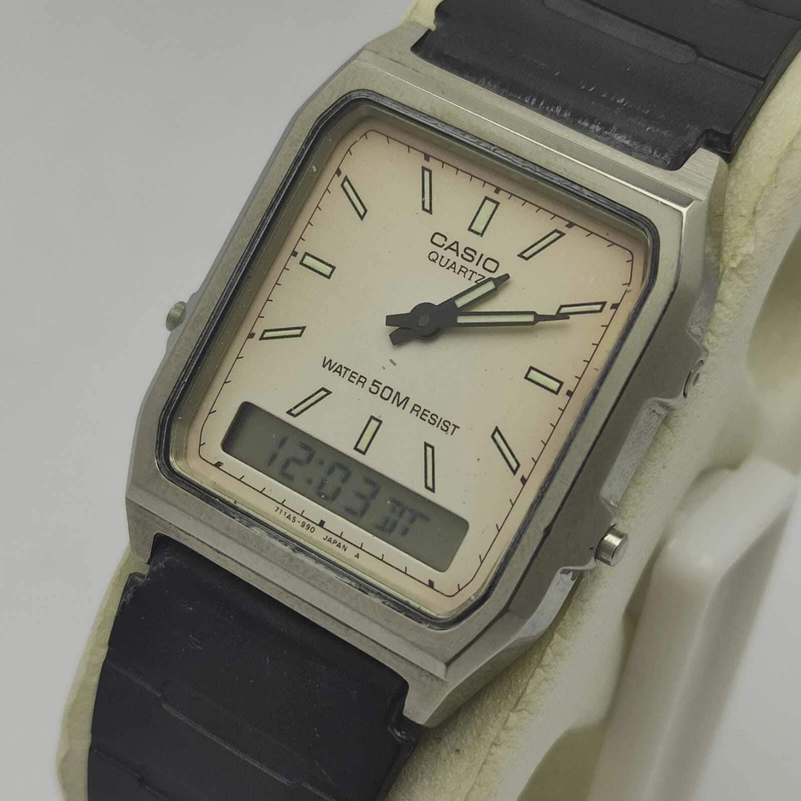 Casio AW-101 Ana Digi Quartz Module 306 Patina Dial Vintage Men's