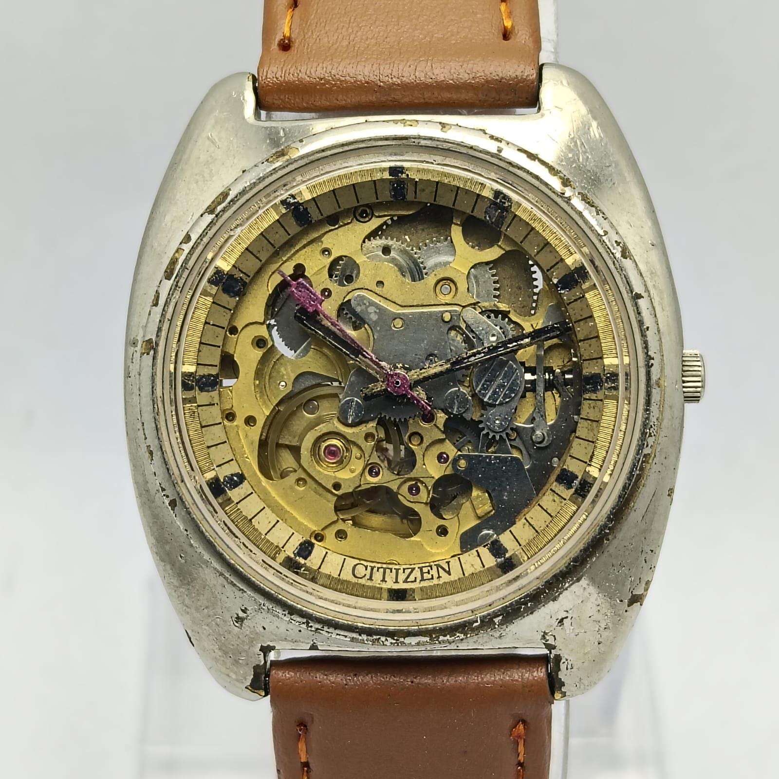 M24】CITIZEN 4-385241 8060A 21J 裏スケルトン 自動巻き 綺麗 年代物 