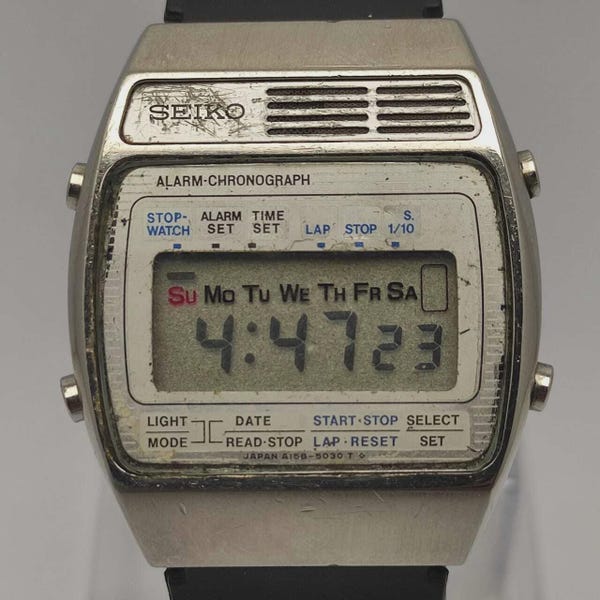 Seiko A159-4000-G alarmchronograaf vintage quartz herenhorloge