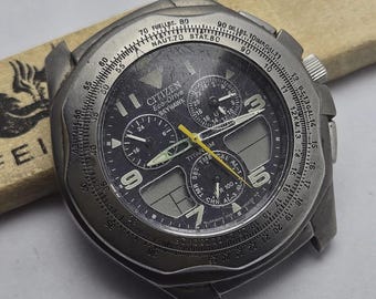 ヴィンテージ 1998年製 シチズン チタン 6870-H11216 クロノグラフ