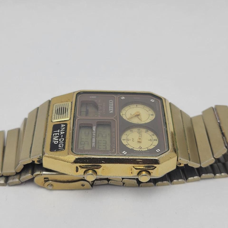 Citizen Ana-digi Temp 8988-001971 Quartz Alarm Chronograph Vintage