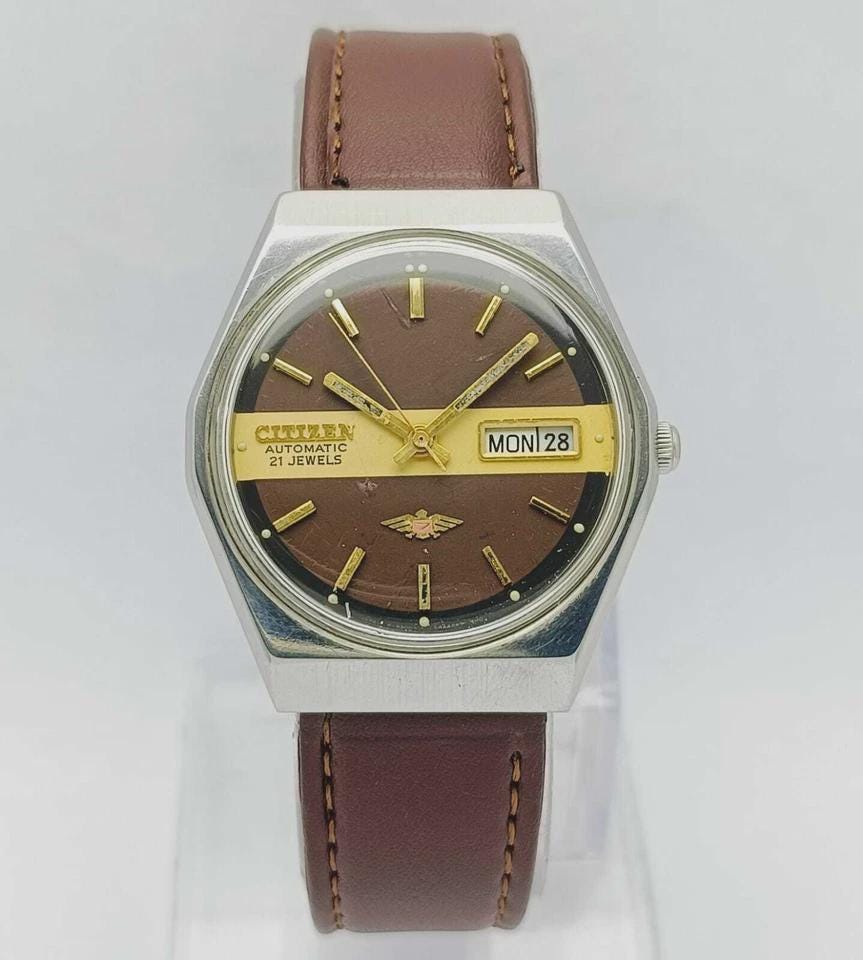 Citizen Eagle 7 Automatic 4-039386 Cal.8200a Brown Dial Vintage