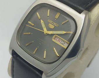 ヴィンテージ セイコー5 自動巻き メンズウォッチ：ブラウン文字盤