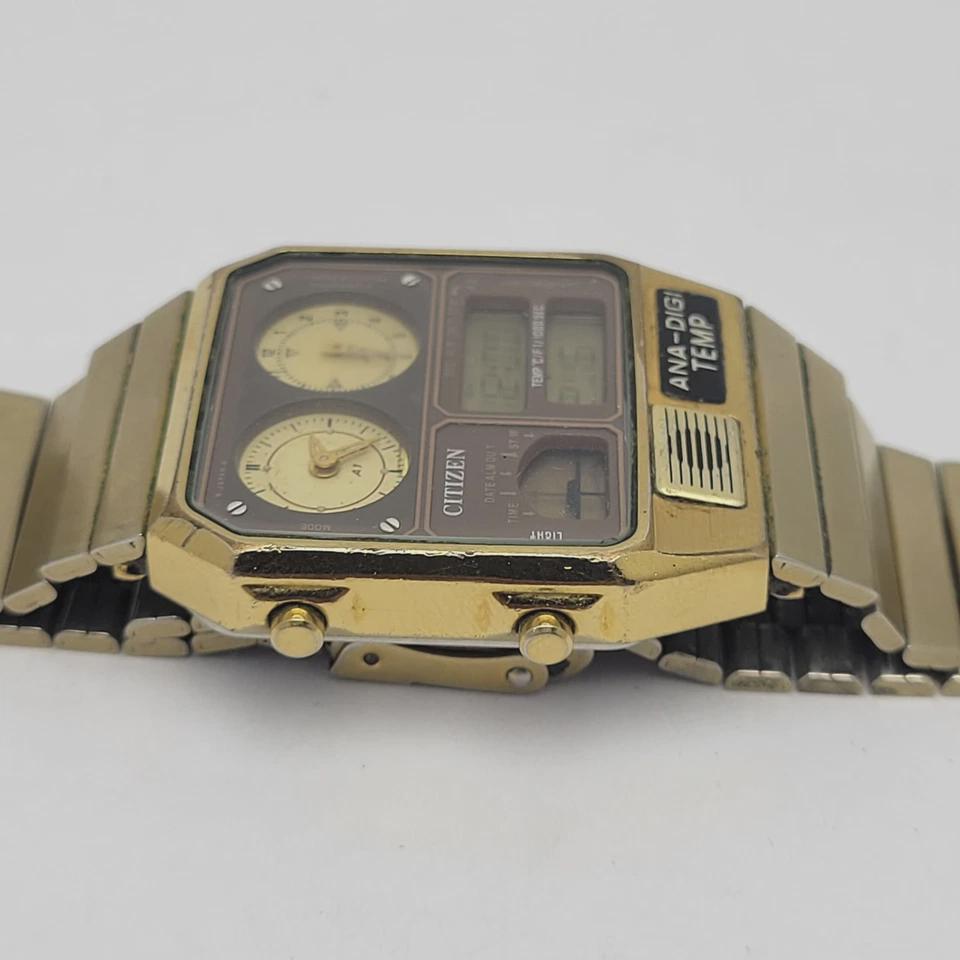 【稼働】CITIZEN ANA-DIGI TEMP 8988-Q01971腕時計 Citizen Ana-digi Temp 8988-001971 Quartz Alarm Chronograph Vintage