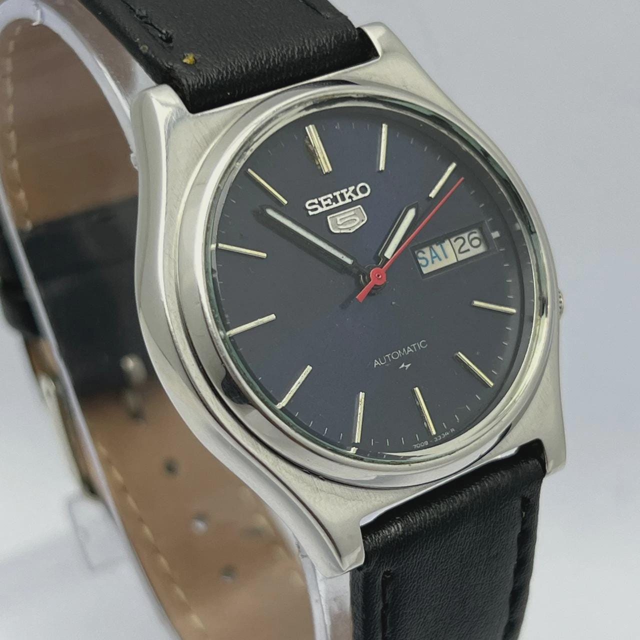 Tセイコー 5 7009-3170 自動巻き シルバー文字盤 Seiko 5 7009-3170 Men's Automatic Dress Watch, 1989