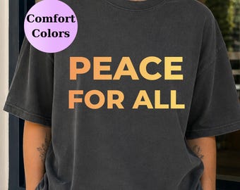 Comfort Colors Peace Shirt – Sunset Gradient Retro Tee – Positive Vibes Apparel