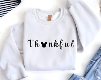 Thankful Disney Thanksgiving Sweatshirt, Cozy Fall Pullover