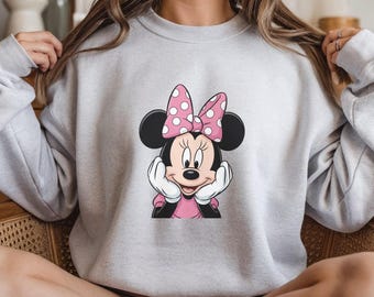 Vintage Minnie Mouse Crewneck Sweatshirt, Cozy Disney Pullover