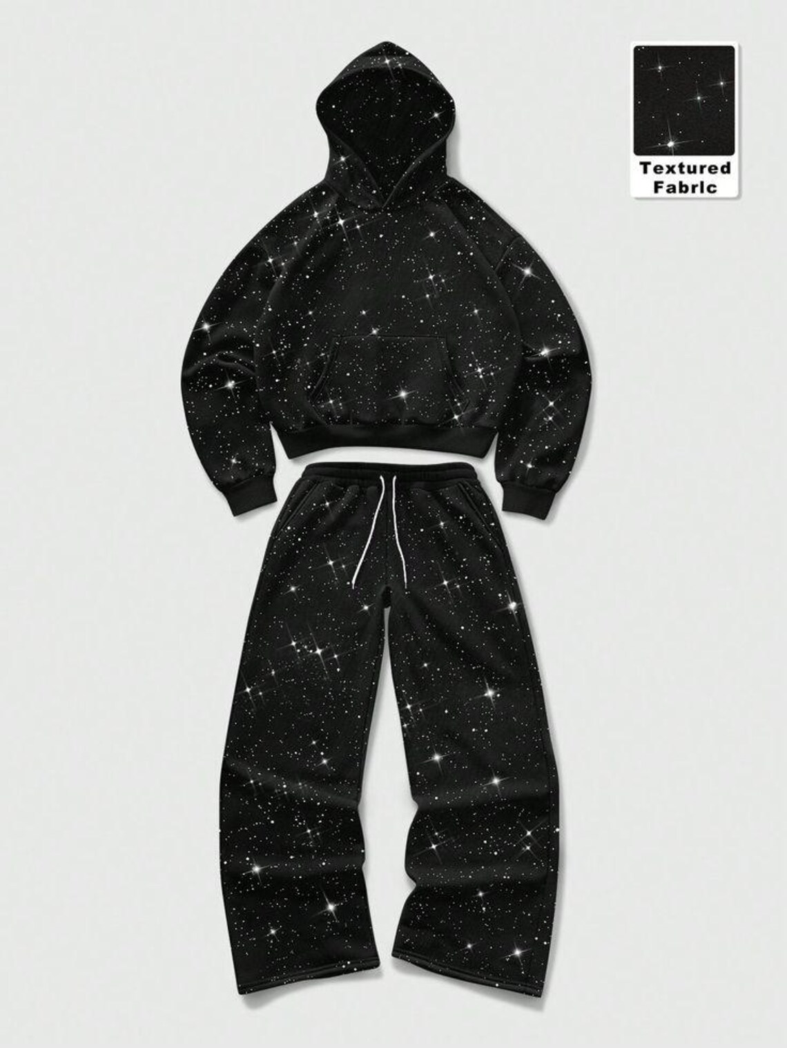 Luxury Black Rhinestone Tracksuit - Sparkly Y2K Hooded Sweatsuit for ...