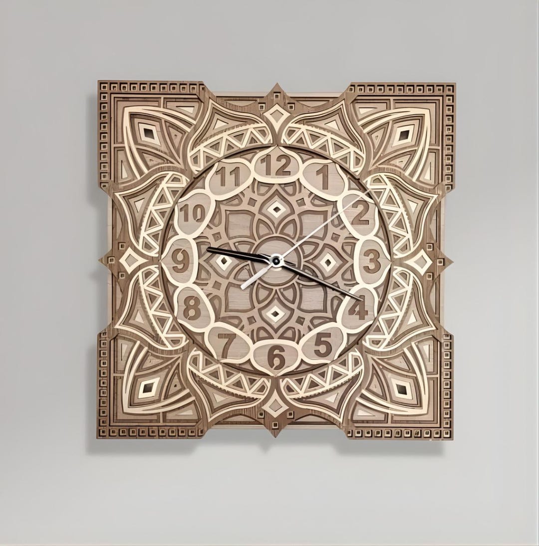 Mandala Style Wooden Wall Clock - Etsy