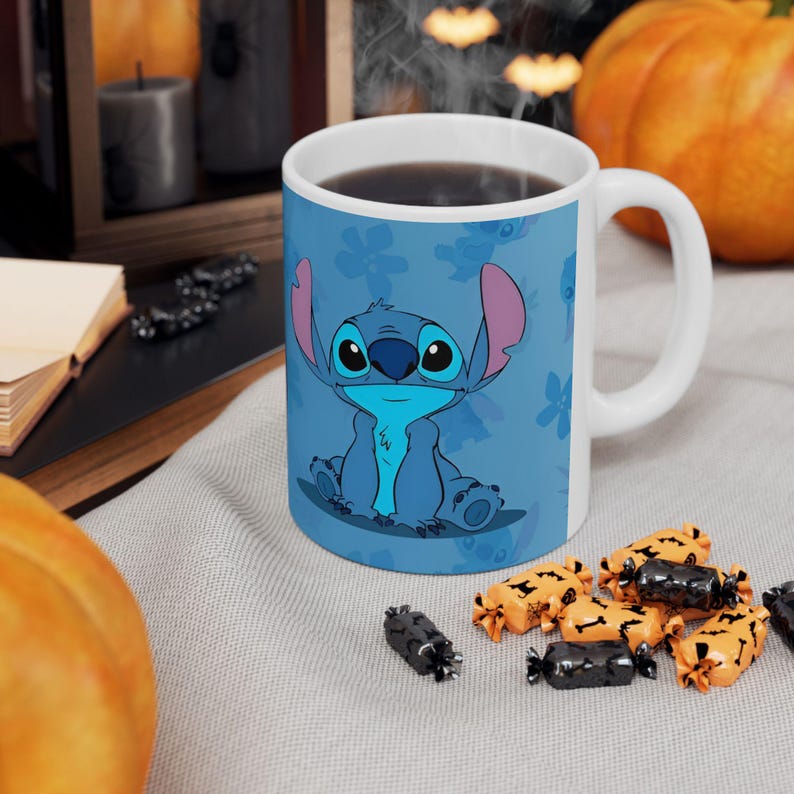 Stitch Character Mug | Blue Ceramic Coffee Tea Cup (11 oz or 15 oz) image 8