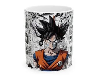 Goko Dragon Fighter Manga Collage Mug | Ceramic Coffee Cup