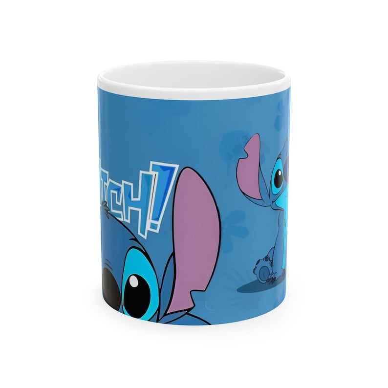 Stitch Character Mug | Blue Ceramic Coffee Tea Cup (11 oz or 15 oz) image 3