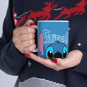 Stitch Character Mug | Blue Ceramic Coffee Tea Cup (11 oz or 15 oz) image 11