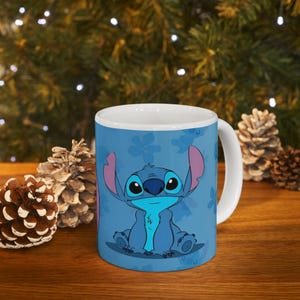 Stitch Character Mug | Blue Ceramic Coffee Tea Cup (11 oz or 15 oz) image 2