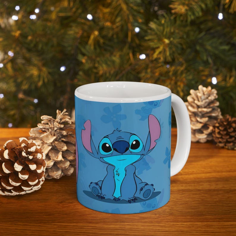 Stitch Character Mug | Blue Ceramic Coffee Tea Cup (11 oz or 15 oz) image 2