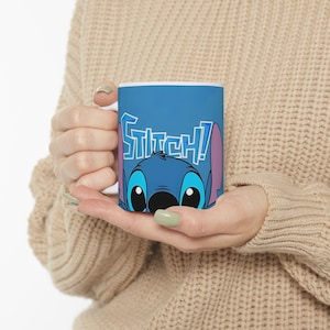 Stitch Character Mug | Blue Ceramic Coffee Tea Cup (11 oz or 15 oz) image 1