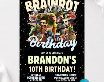 Italian Brainrot Birthday Invitation, Digital Invitation, Birthday Invitation, Canva Template Invitation, Editable, Digital Download