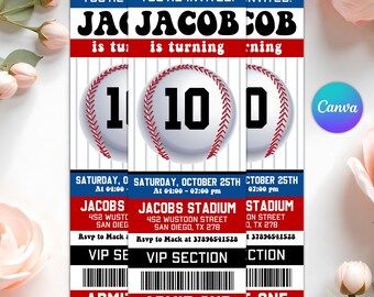 Editable Baseball Ticket Invitation, Baseball Birthday Party Invitation, Sports Ticket Style Party, Baseball Invitation, Sports Ball Game