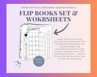 Consonant Blends Flip Book Set and Worksheets Bundle (Beginning Sounds)