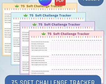 75 Soft Challenge Tracker Printable, A4, Editable Canva Template, Fitness & Wellness Planner (Digital Download)