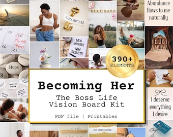 Black Women Vision Board Kit, Manifestation Planner, Affirmations (Digital Download)