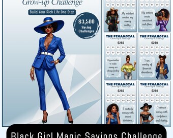 A6 Saving Challenges, Cash Tracker Printable, Black Girl Money Planner (Digital Download)