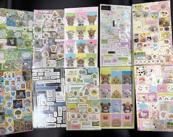 Paquete de pegatinas Kawaii Cute – Set de 10 hojas / Pegatinas estéticas de dibujos animados para diarios, álbumes de recortes y decoración de portátiles