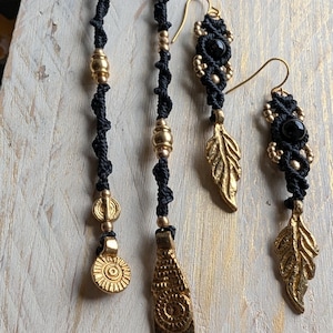 Dreadwrap "Azucena" Micro Macramé Hair Braid with Brass Charms and Beads
