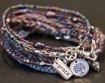 Home Is Where You Are Karma Warrior Wrap Bracelet Necklace, pay it forward, more than skin deep, Giving Through Jewelry