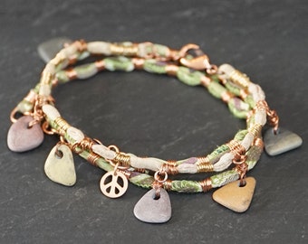 Zen Flower Earth-Zen Warrior Wrap Bracelet Necklace/ more than us jewelry/ pay it forward jewelry/ empathic warrior/GIVINGTHROUGHJEWELRY