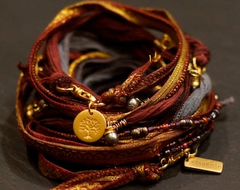 Autumn Harvest Warrior Wrap Bracelet Necklace/ more than skin deep jewelry/ pay it forward jewelry/ givingthroughjewelry