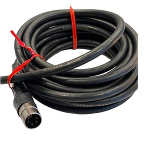 May include: A black coiled cable with a black 9-pin connector. The cable is labeled "Belden 8451".