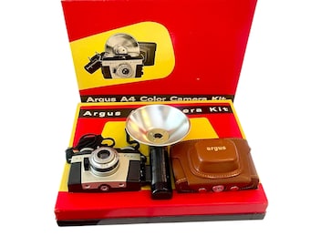 Vintage Film Camera - Vintage Argus a-four model 35MM Camera complete NOS outfit