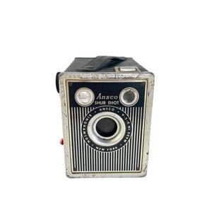 Vintage Film Box Camera - Ansco Shur Shot Art deco Box Camera - Check out our huge vintage camera collection