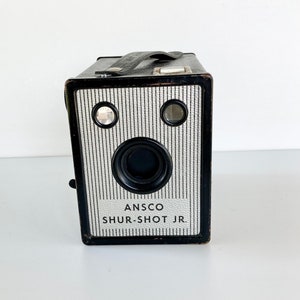 Vintage Film Box Camera - Ansco Shur Shot Art deco Box Camera - Check out our huge vintage camera collection