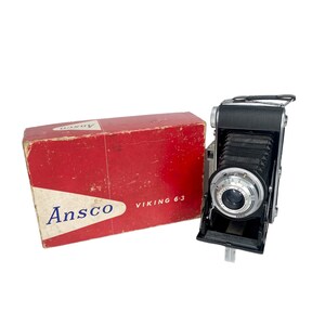 Vintage Folding Film Camera  Ansco Viking 6.3 in original box - Vintage camera