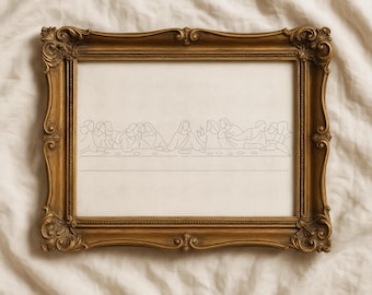 Das letzte Abendmahl Line Art Print - Minimalistische christliche Wand Kunst Décor (Digitaler Download)