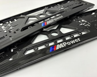 2x CARBON BMW M Power Number Plate Surround Holder Frame